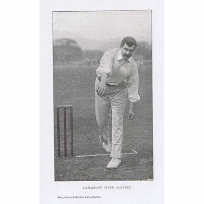 Cricket Tom Richardson Surrey CCC After Delivery - Antique Print 1897