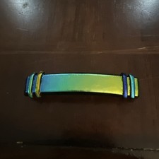 HAIR BARRETTE FRENCH ART GLASS 3.5" Iridescent Blue Green NEW