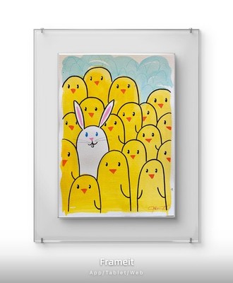 Original Easter Chicks 1 Painting By Alannah Dyer- Acrylic 9x12 in Rabbit Spring