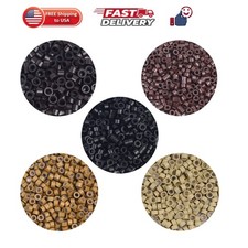 500 Pcs Silicone Lined Micro Rings Beads 5mm Hair Extentions Beads for I Tip ...