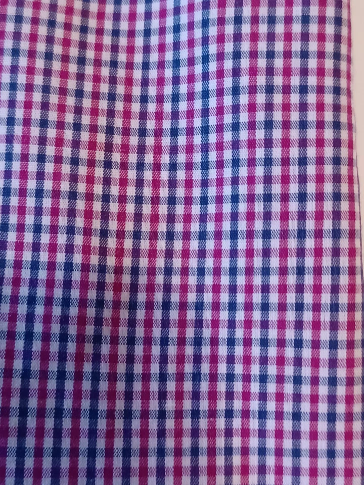 Camisa de vestir Canali Italia para hombre 42 algodón con botones a cuadros 16,5 rojo blanco azul Foto 2 de 4