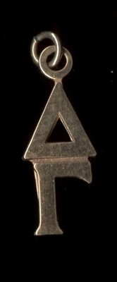 10K 18mm Fein Massiv Gelbgold Delta Gamma Schwesternschaft Schule Anhänger Charm Di