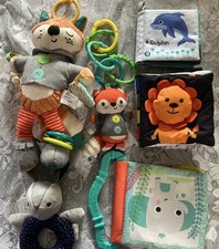 Lot of 6 Infant Toys Plush Teether Rattle Multiple Brands And Colors
