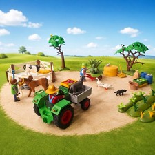 Playmobil Farm Bundle Tractor Cow Horse Animals Trees Fencing Farmers 100+ Pcs