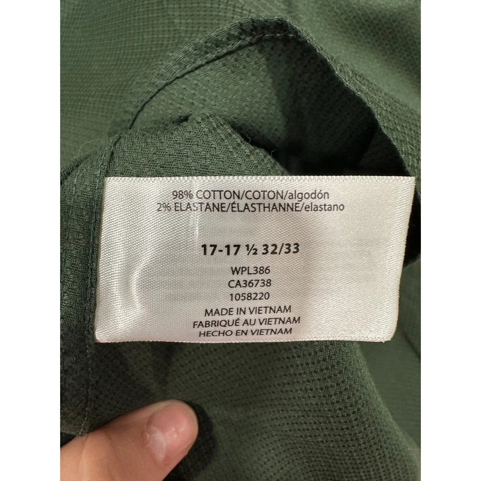 Haggar Slim Fit Dress Shirt Mens 17-17 1/2 32/33 Long Sleeve Green New - Image 4 of 4