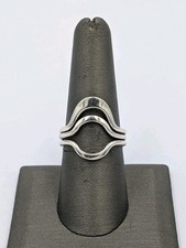 Vtg Sterling Silver Modern Style Triple Wave Three Stacked Bands 925 Ring - Sz 8