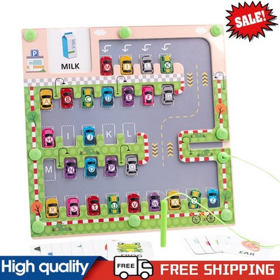 Magnetisches Alphabet Labyrinth Montessori Spielzeug Lernspielzeug Magnetisches Auto Puzzle Spielzeug
