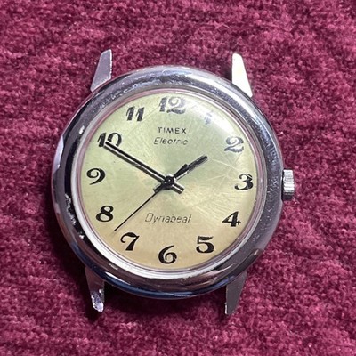 Vintage Timex 37mm Electric Dynabeat Watch Silver Tone Nice Patina