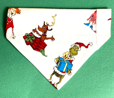 Over Collar Slide On Pet Dog Cat Bandana  CHRISTMAS GRINCH  SMALL