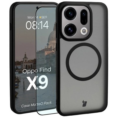 Handyhülle + Glas für Oppo Find X9 Bizon Case Cover Schutzhülle Etui Schwarz