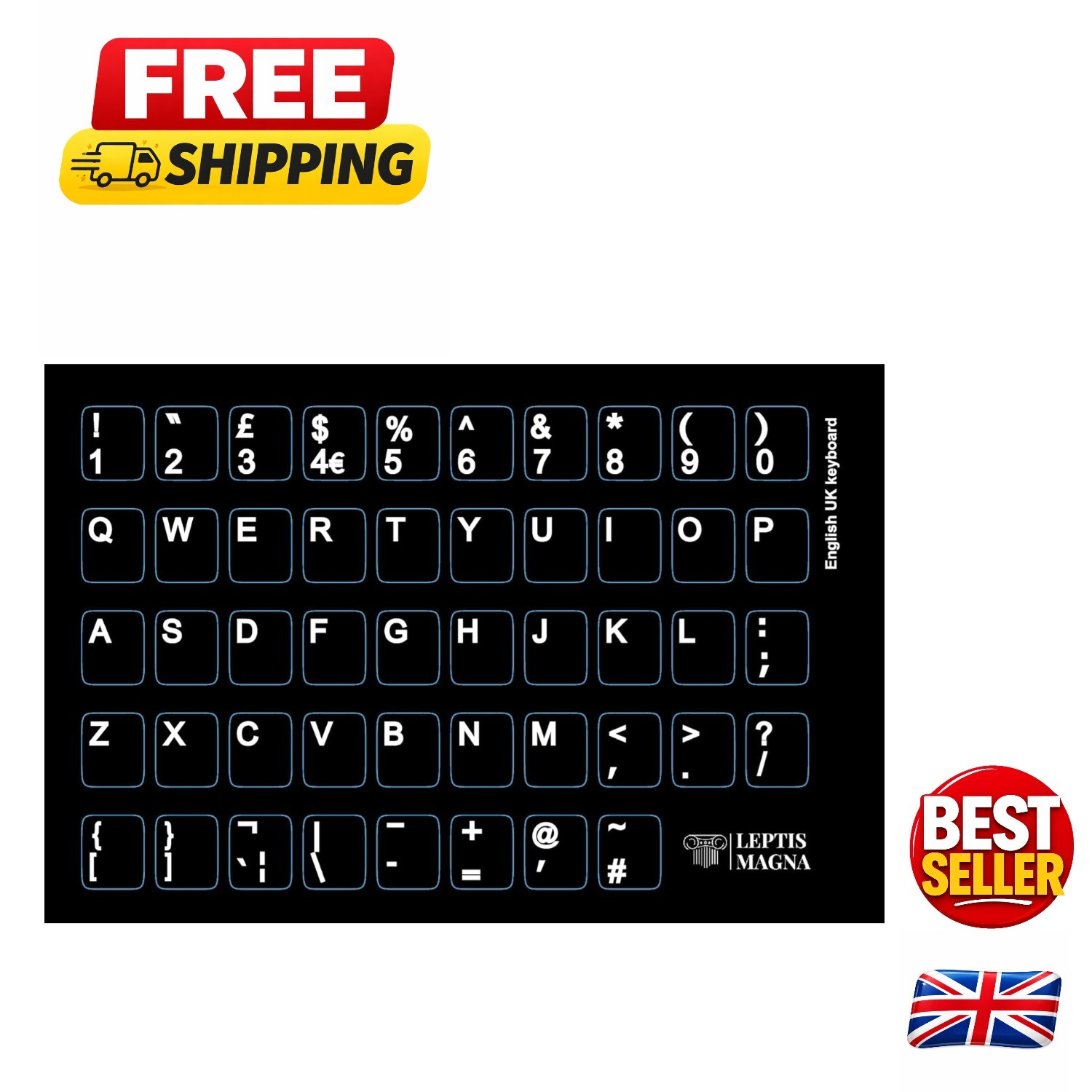 Self-Adhesive English UK Keyboard Stickers - Perfect for Laptops & Desktops