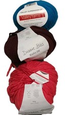 Merino Wool Extrafine SW Yarn Mix 3 Bold Colors Teal Chocolate Hot Pink