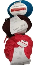 Merino Wool Extrafine SW Yarn Mix 3 Bold Colors Teal Chocolate Hot Pink 