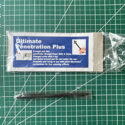 Vintage Ultimate Penetration Plus Magic Trick Pen   Pen Through Bill & Coin