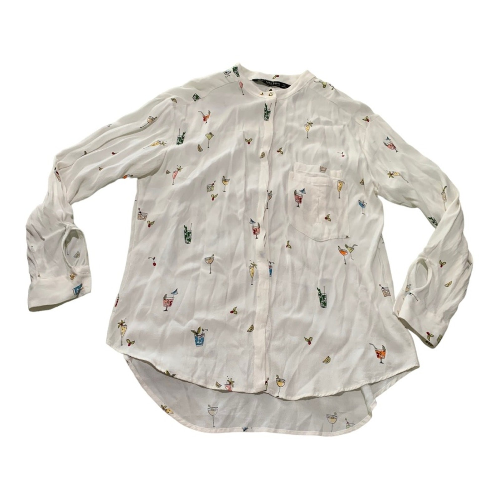 Zara basic womens small white button up shirt mar… - image 1