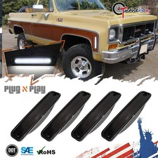 For 1973-80 Chevy GMC Truck Smoke Lens White LED FRONT & REAR Side Marker Lights