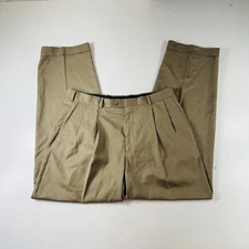 Perry Ellis America Dress Pants Beige Pleated Mens Size 36x32
