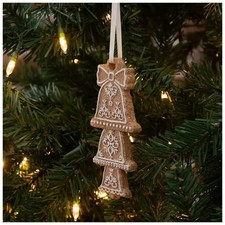 Faux Gingerbread Cookie "Bells" Christmas ornament, 5" Tall NWT