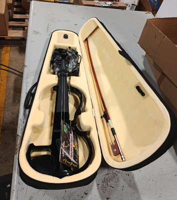 4/4 Full Size Silent Electric Violin, Ebony Fittings, Case and Bow for Students