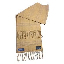 Vntg 80s Strawbridge Cashmink Plaid Scarf Germany Quietlux Heritage Soft Fringe