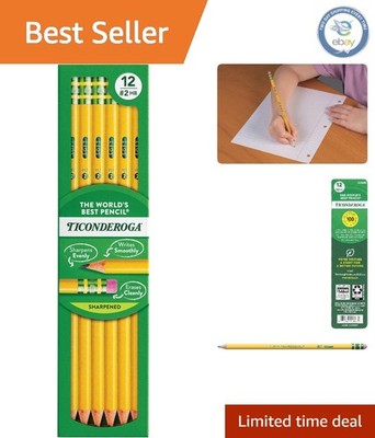 High-Quality Yellow Pencils with Latex-Free Erasers, Pre-Sharpened, 12 Pack