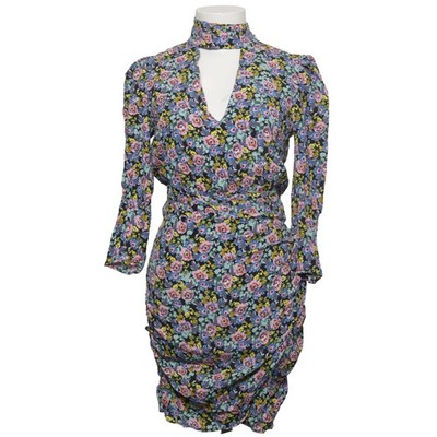 Bershka, Kleid, Größe: M, Schwarz/Mehrfarbig, Viskose, Blumen, Damen #UGs