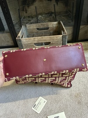 $3980 FENDI Logo Peekaboo Raffia large tote handbag with strap