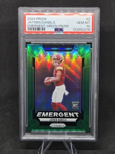 2024 Panini Prizm Jayden Daniels RC Emergent Green Prizm #2 PSA 10 Gem Mint