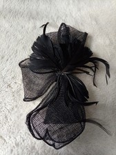 2 Black Fascinator Alice Band + Pin For Wedding Ascot Festival Hair Bridal  NWT