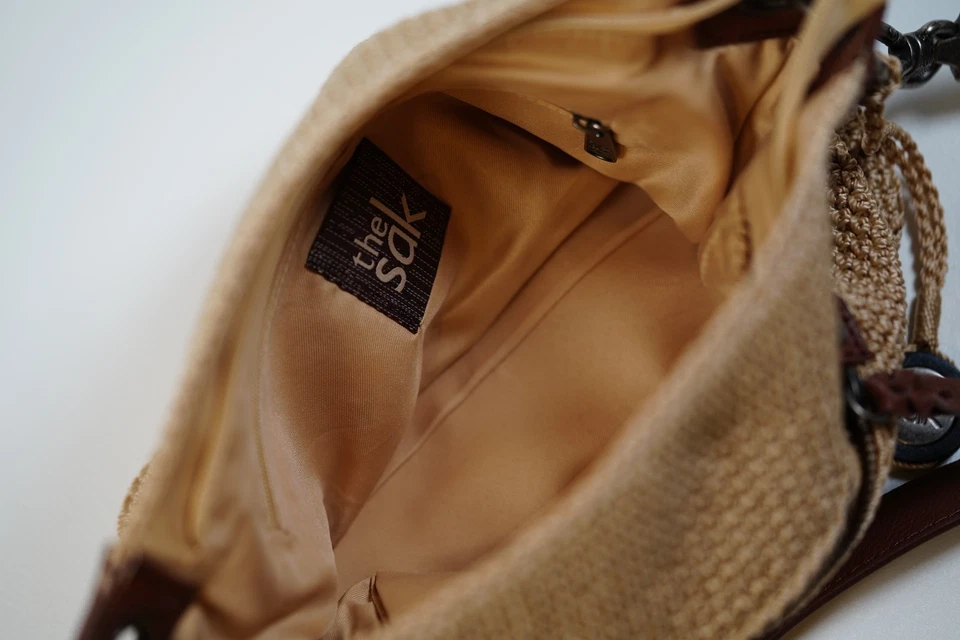 The Sak Indio Crochet Tote Bag  Brown Woven Hobo Boho Straps - Image 3 of 4