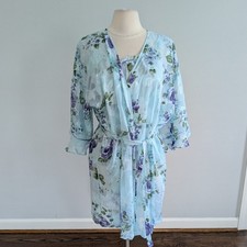 NEW Women's Vintage Secret Treasures Tank And Robe Silky Set Large