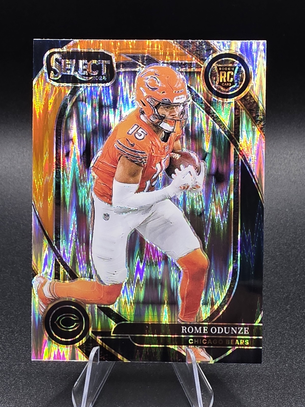 2024 Panini Select - Club Level Rome Odunze #236 Black & Orange Shock Prizm (RC)
