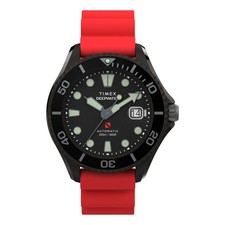 New Timex Tiburn Mens Automatic Synthetic Rubber Strap Watch TW2W21000