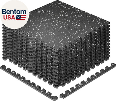 0.79'' Extra-Thick Exercise Equipment Mats, 12 Pcs 48 Sq Ft Rubber Top Floor Til