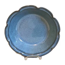 JUGTOWN WARE Blue Low Serving Bowl vintage 1985 Seagrove North Carolina 