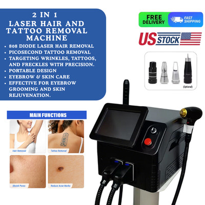 2IN1 755nm 808nm 1064nm Diode Laser Hair Removal Pico Tattoo ND YAG Machine