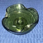 Anchor Hocking Green Avacado Glass Candle Holder Vintage Tri-Fold