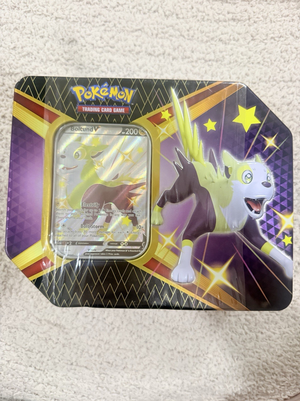 Pokémon Shining Fates Tin Boltund V Standard Size Trading Card Game 2021