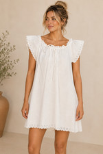 Doen Dress XS 2 Women Casual Eyelet Embroidered Cap Sleeve Midi NEW 46834