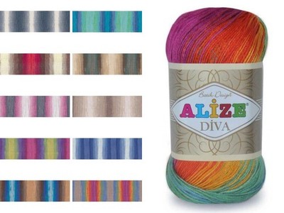 5 x ALIZE Diva Batik Farbverlauf 100% Microfas Polyacryl