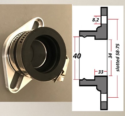 Mikuni carb Mounting Flange/ Manifold 34mm & Boot 40mm ID, 58