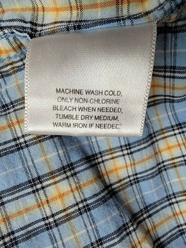 Basic Editons Mens Shirt Size 2X Blue Orange Yellow White Plaid - Picture 11 of 12