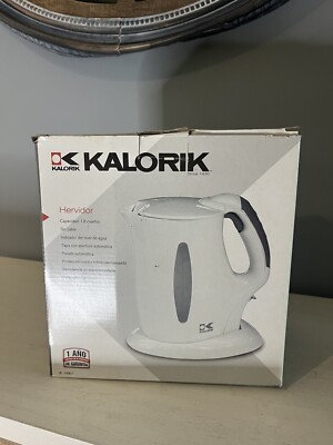 Kalorik Cordless Jug Kettle White 57-Oz. never used 1.8 quart auto lid open