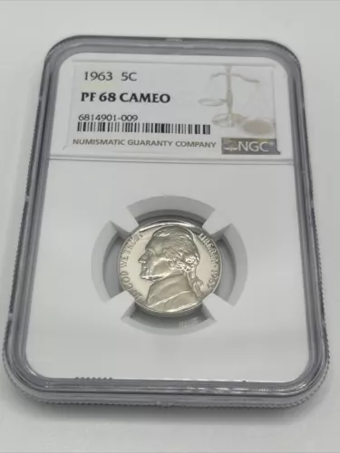 1963 5C NGC Jefferson Nickel Proof PF 68 Cameo