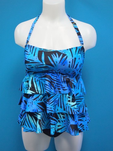 NWT Island Escape Swimsuit 2pc Set Size 6 Bandeau Tiered Top/Shaper Pant M5.DD - Picture 2 of 6