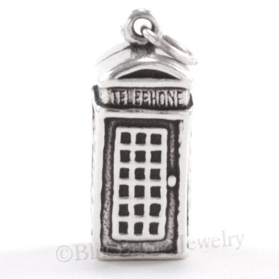 TELEFONZELLE Charm STERLINGSILBER 925 TELEFON London Reiseanhänger 3D 0,925