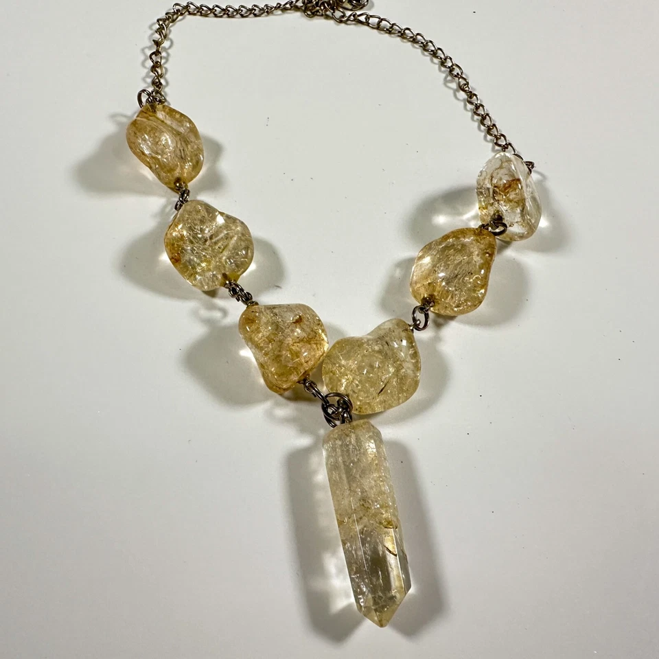 Collar de citrino de cristal crudo de varias piedras de 18 pulgadas Foto 2 de 4