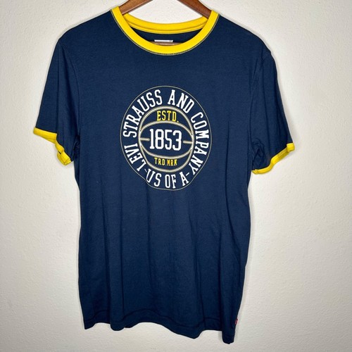 Levi's Navy and yellow Ringer Tee Sz M - Picture 4 of 5