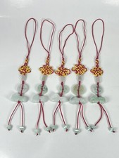 5PC Lot Hand Carved Natural Jade Chinese Zodiac Dog Pendant Knot CellPhone Charm