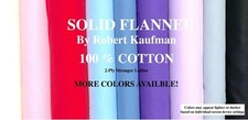 Robert Kaufman's FLANNEL SOLID COLOR Fabric 100 Cotton 2 Ply Loftier